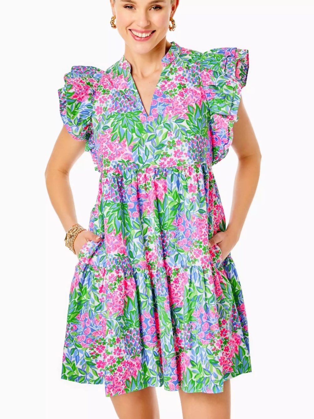 Lilly Pulitzer Pink Green Blue Floral Mini Dress